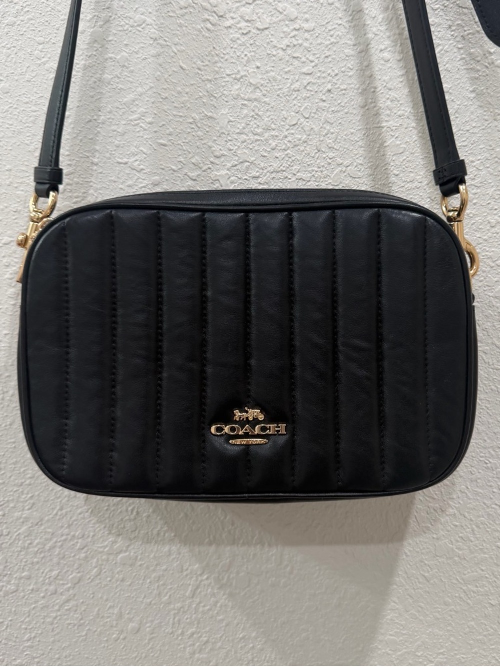 Coach Black Quilted Leather Crossbody with Gold Hardware